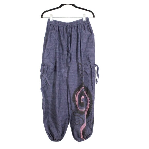 Thaluta Blue Harem Loose Yoga Travel Lounge Boho Pants Size Medium - Picture 1 of 9